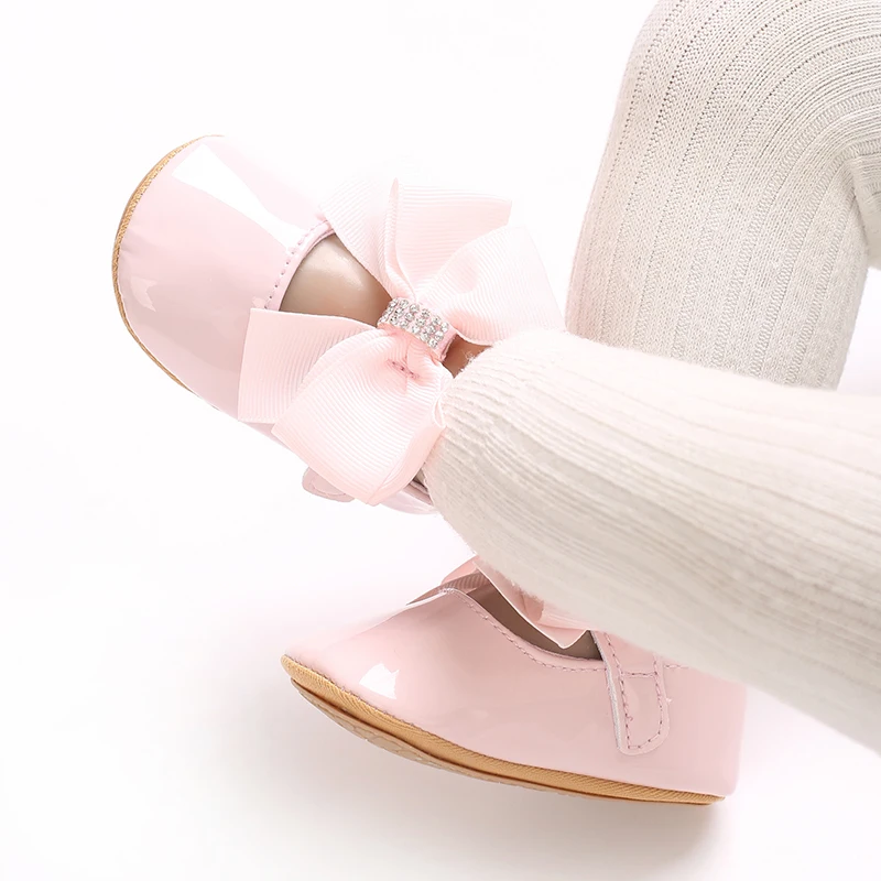Cute Princess Baby Shoes Spring and Autumn Edition Butterfly Bow Decoration PU Soft Bottom Suitable for 0-1 Year Old Baby