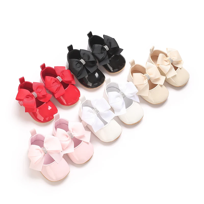 Cute Princess Baby Shoes Spring and Autumn Edition Butterfly Bow Decoration PU Soft Bottom Suitable for 0-1 Year Old Baby