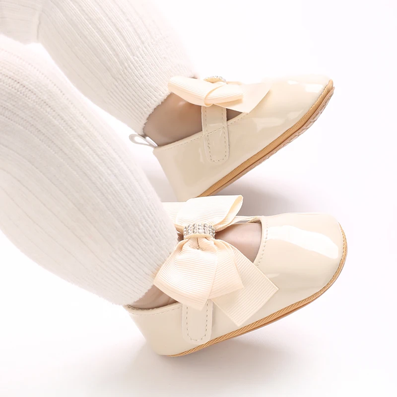 Cute Princess Baby Shoes Spring and Autumn Edition Butterfly Bow Decoration PU Soft Bottom Suitable for 0-1 Year Old Baby