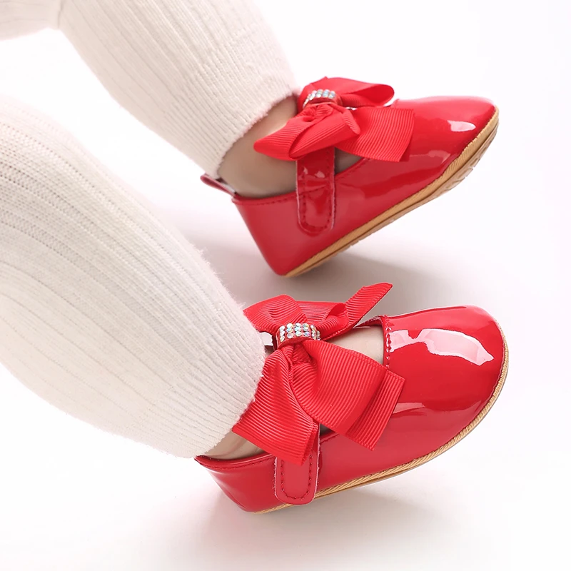 Cute Princess Baby Shoes Spring and Autumn Edition Butterfly Bow Decoration PU Soft Bottom Suitable for 0-1 Year Old Baby
