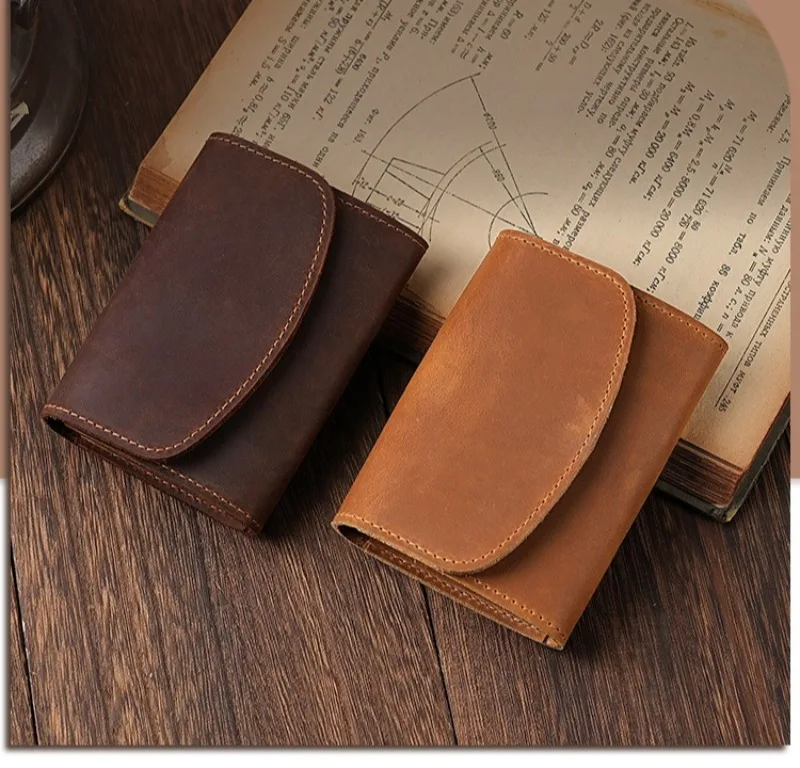 Vintage Crazy Horse Leather Credit Card Holder Wallet Mens Real Cowhide Slim ID VIP Business Cards Case Bag Small Coins Purses