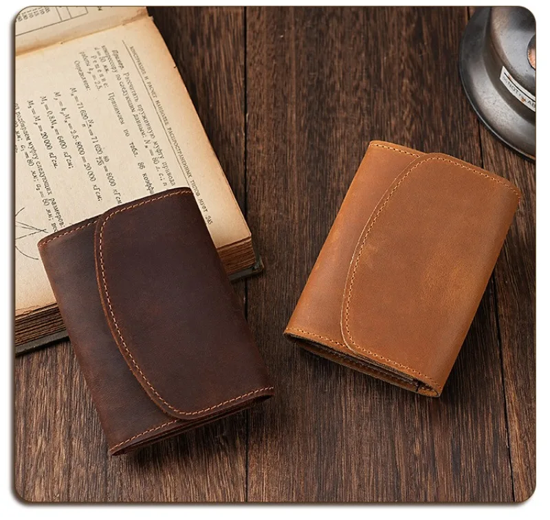 Vintage Crazy Horse Leather Credit Card Holder Wallet Mens Real Cowhide Slim ID VIP Business Cards Case Bag Small Coins Purses