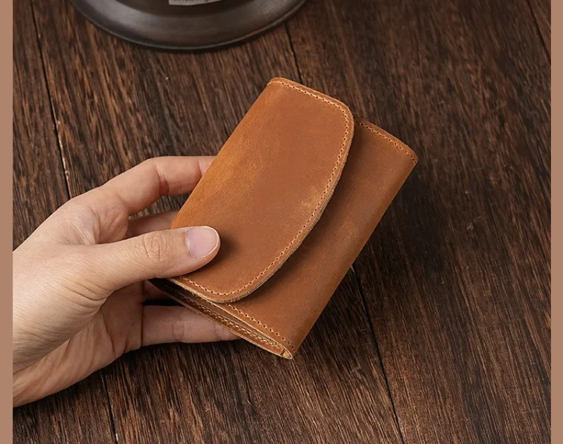 Vintage Crazy Horse Leather Credit Card Holder Wallet Mens Real Cowhide Slim ID VIP Business Cards Case Bag Small Coins Purses