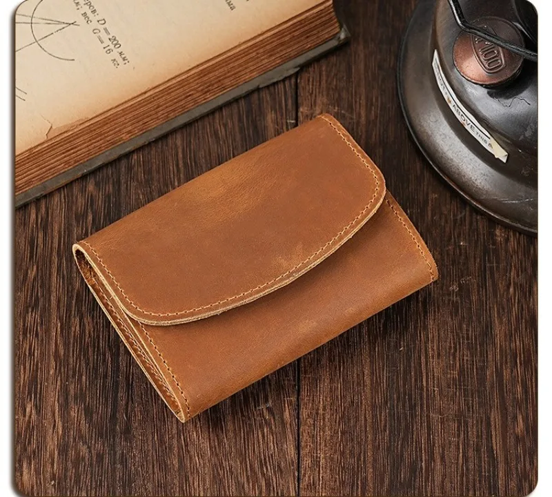 Vintage Crazy Horse Leather Credit Card Holder Wallet Mens Real Cowhide Slim ID VIP Business Cards Case Bag Small Coins Purses