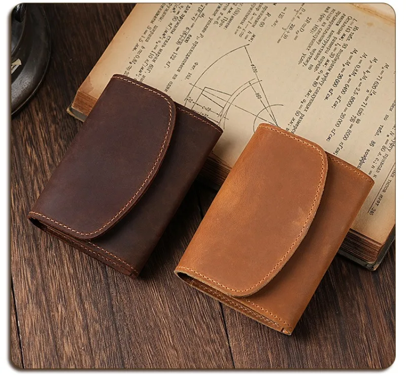 Vintage Crazy Horse Leather Credit Card Holder Wallet Mens Real Cowhide Slim ID VIP Business Cards Case Bag Small Coins Purses