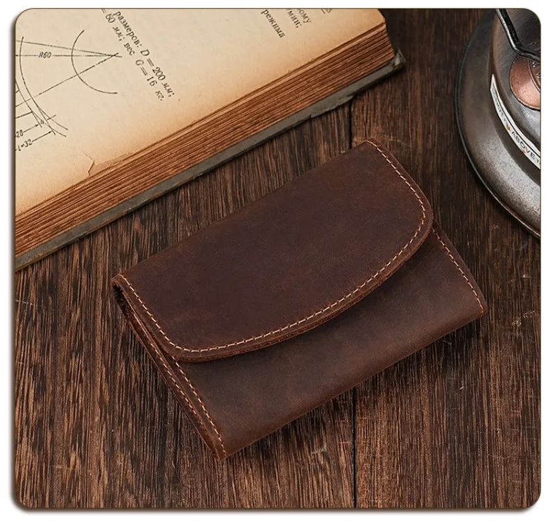 Vintage Crazy Horse Leather Credit Card Holder Wallet Mens Real Cowhide Slim ID VIP Business Cards Case Bag Small Coins Purses