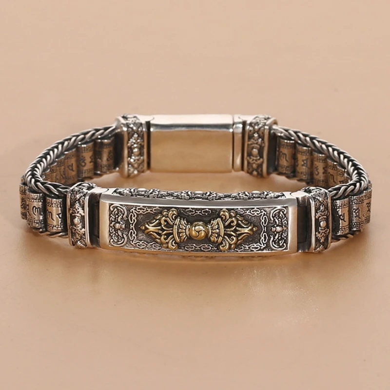 Factory Price S925 Sterling Silver Retro Lucky Pixiu Man Bracelet Thick Style Domineering Trend Personality Jewelry Gift