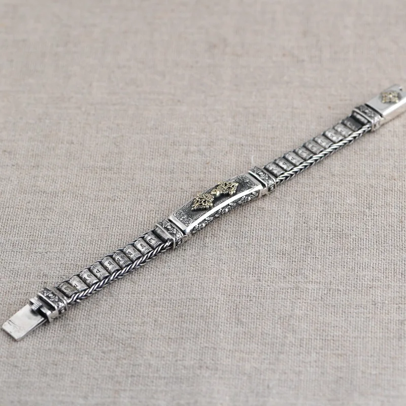 Factory Price S925 Sterling Silver Retro Lucky Pixiu Man Bracelet Thick Style Domineering Trend Personality Jewelry Gift