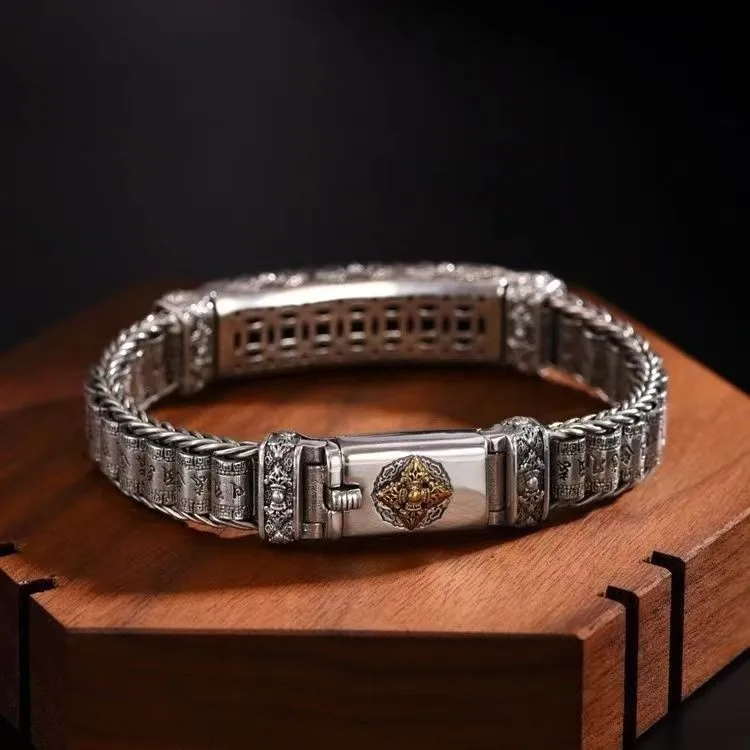 Factory Price S925 Sterling Silver Retro Lucky Pixiu Man Bracelet Thick Style Domineering Trend Personality Jewelry Gift