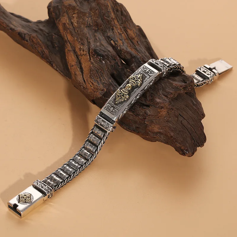 Factory Price S925 Sterling Silver Retro Lucky Pixiu Man Bracelet Thick Style Domineering Trend Personality Jewelry Gift