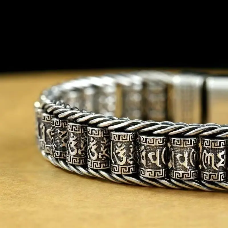 Factory Price S925 Sterling Silver Retro Lucky Pixiu Man Bracelet Thick Style Domineering Trend Personality Jewelry Gift
