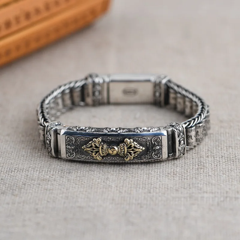 Factory Price S925 Sterling Silver Retro Lucky Pixiu Man Bracelet Thick Style Domineering Trend Personality Jewelry Gift