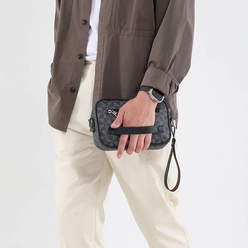 Casual Lightweight Business Shoulder Bags for Men PU Leather Messenger Bag Comfortable Wide Strap Crossbody Bags Designer Male