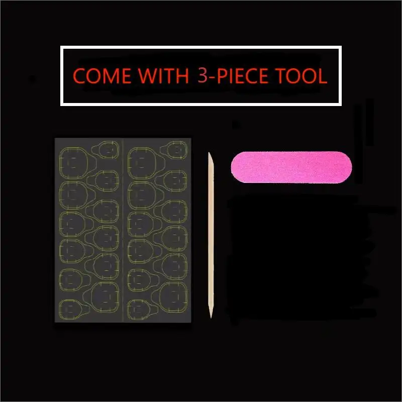 10 PCS Luxury Handmade Press on Nails Almond Purple Tenderness Design with 3-PIECE Tool Adhesive Nail Glue Tabs