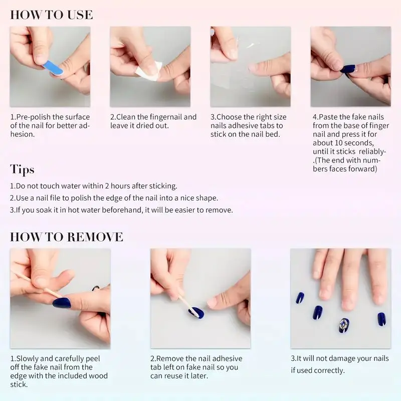 10 PCS Luxury Handmade Press on Nails Almond Purple Tenderness Design with 3-PIECE Tool Adhesive Nail Glue Tabs
