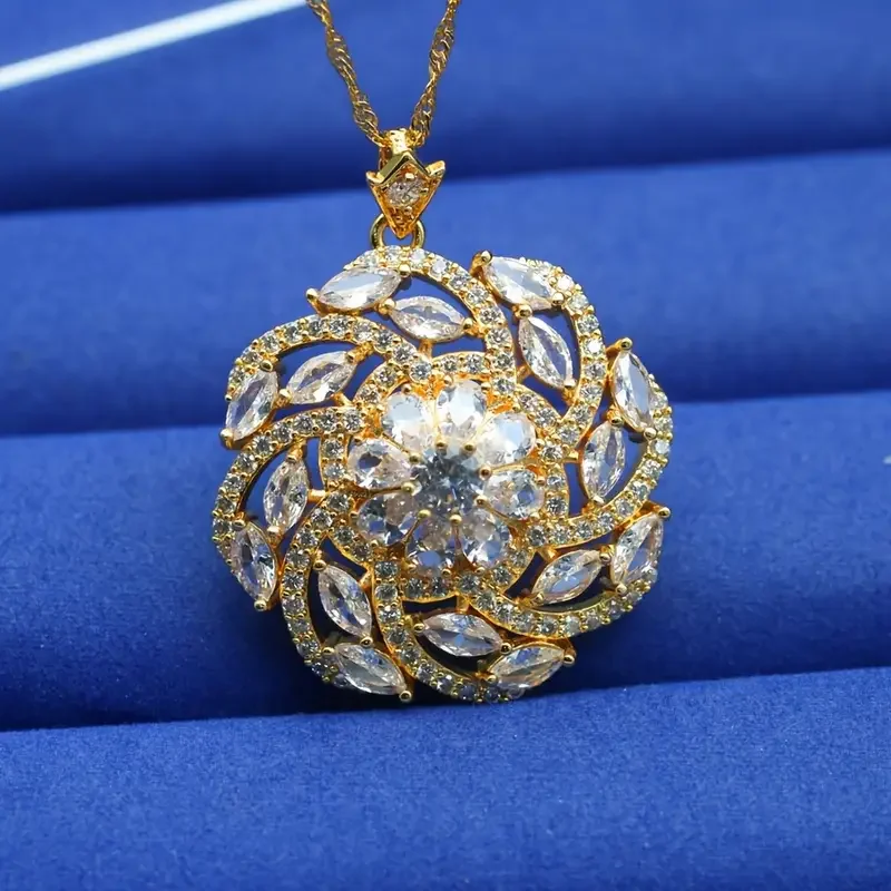 Elegant Multicolor Zirconia Pendant Necklace 18k Golden Plated - for Women Perfect for Weddings & Valentine's