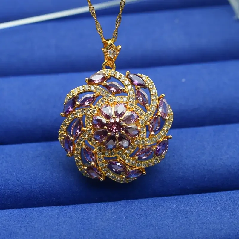 Elegant Multicolor Zirconia Pendant Necklace 18k Golden Plated - for Women Perfect for Weddings & Valentine's