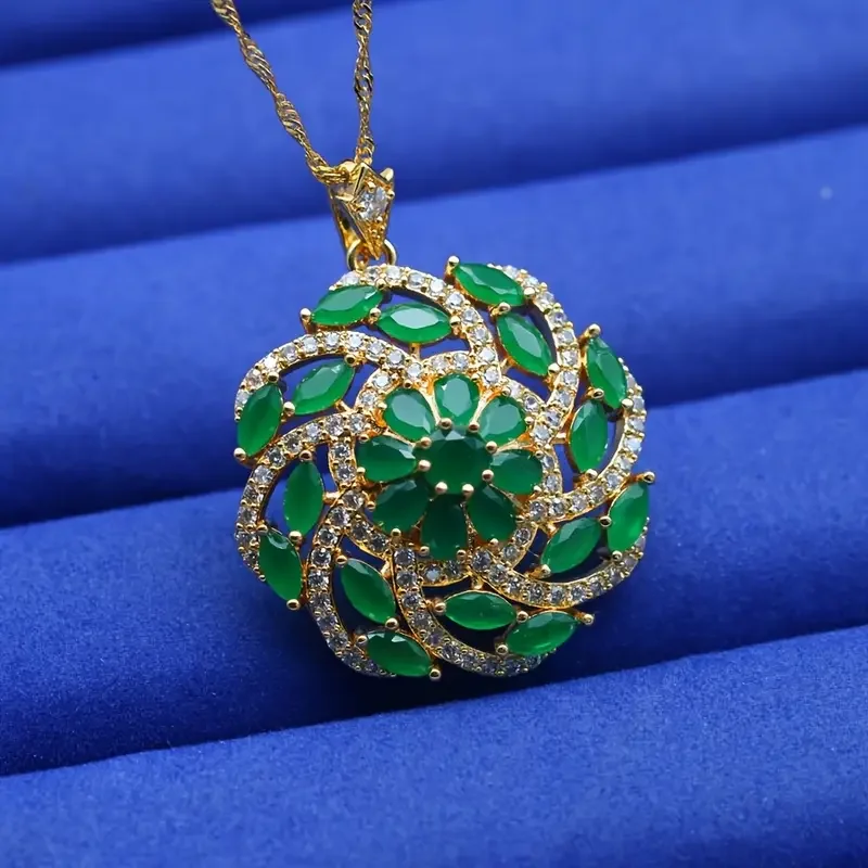 Elegant Multicolor Zirconia Pendant Necklace 18k Golden Plated - for Women Perfect for Weddings & Valentine's