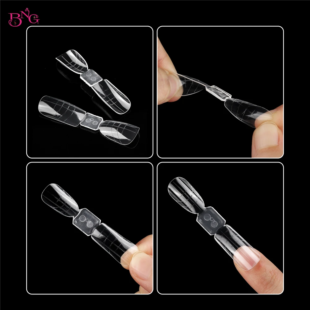 BNG Double-Side Dual Forms Set for Poly Nail Gel Almond Coffin Acrylic Nail Forms Nail Extension Mold Kit for DIY Manicure