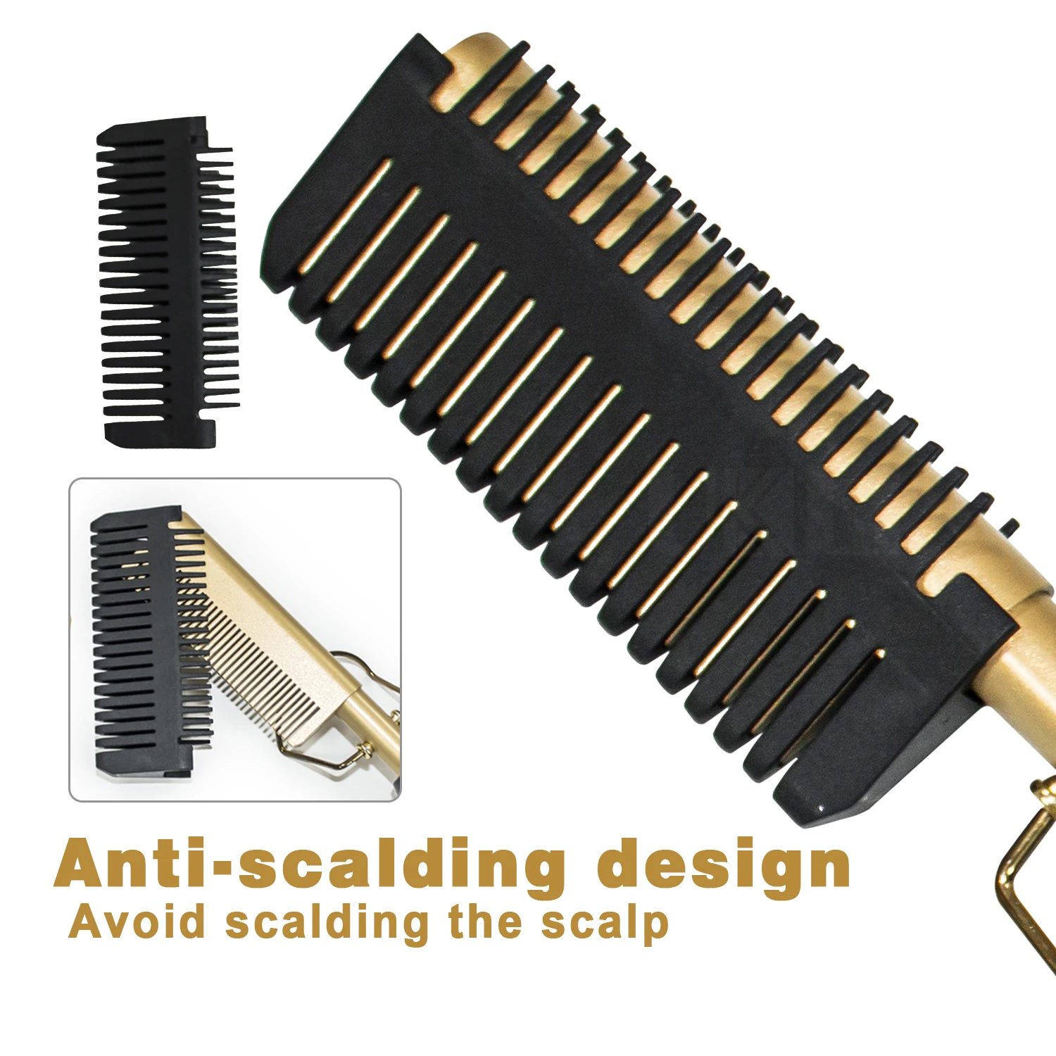 2 In1 Hot Comb Hair Straightener Electric Heating Comb Fast Heating Portable Travel Anti-Scald Beard Straightener Press Comb