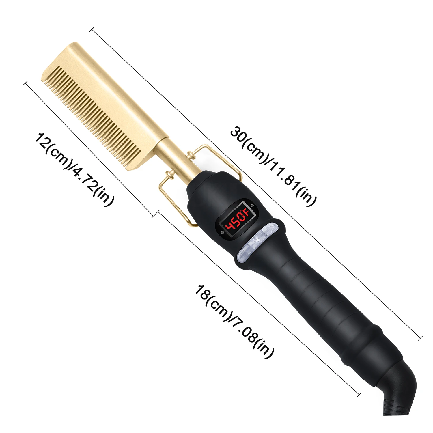2 In1 Hot Comb Hair Straightener Electric Heating Comb Fast Heating Portable Travel Anti-Scald Beard Straightener Press Comb