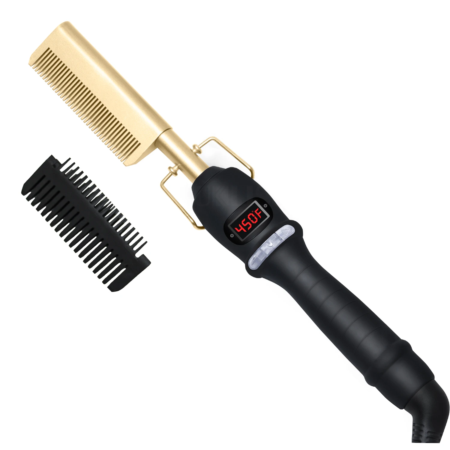 2 In1 Hot Comb Hair Straightener Electric Heating Comb Fast Heating Portable Travel Anti-Scald Beard Straightener Press Comb