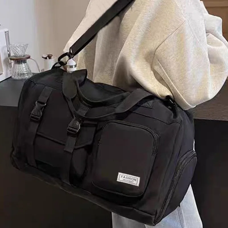The Neutral Color Backpack for Men and Women Is Suitable for Travel and Can Be Carried by Hand or Worn on The Shoulder.