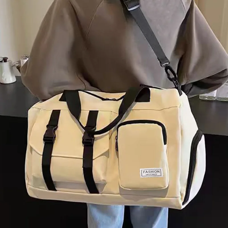 The Neutral Color Backpack for Men and Women Is Suitable for Travel and Can Be Carried by Hand or Worn on The Shoulder.