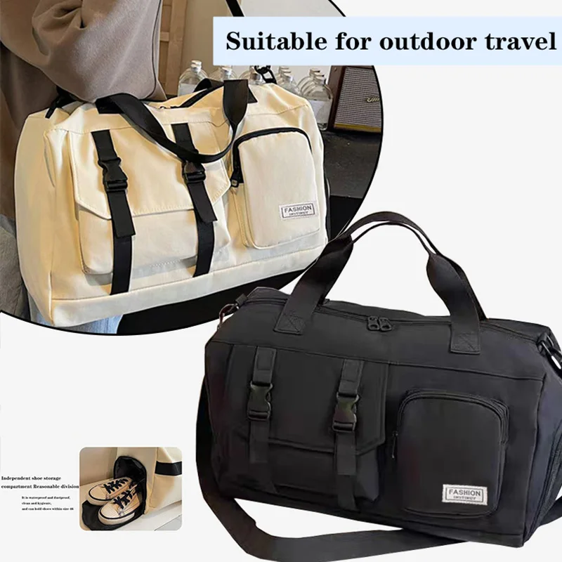 The Neutral Color Backpack for Men and Women Is Suitable for Travel and Can Be Carried by Hand or Worn on The Shoulder.