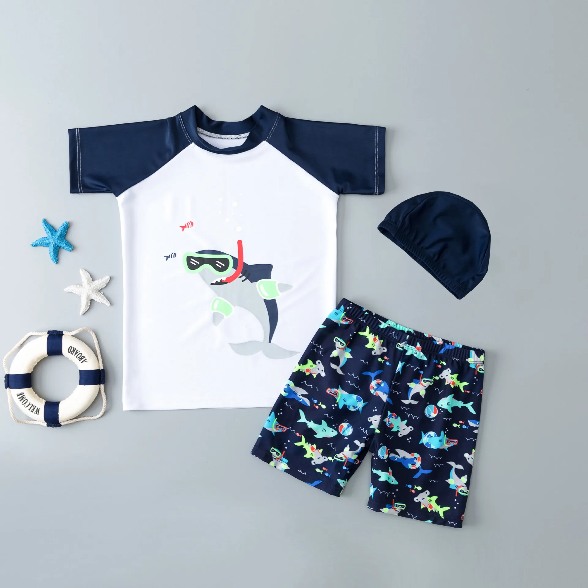 New Kids Swimsuit Medium Kids Baby Split Suit Swim Trunks Light Short Sleeve Beach Swimsuit Boys Swimsuit Swim Trunks Quick Dry