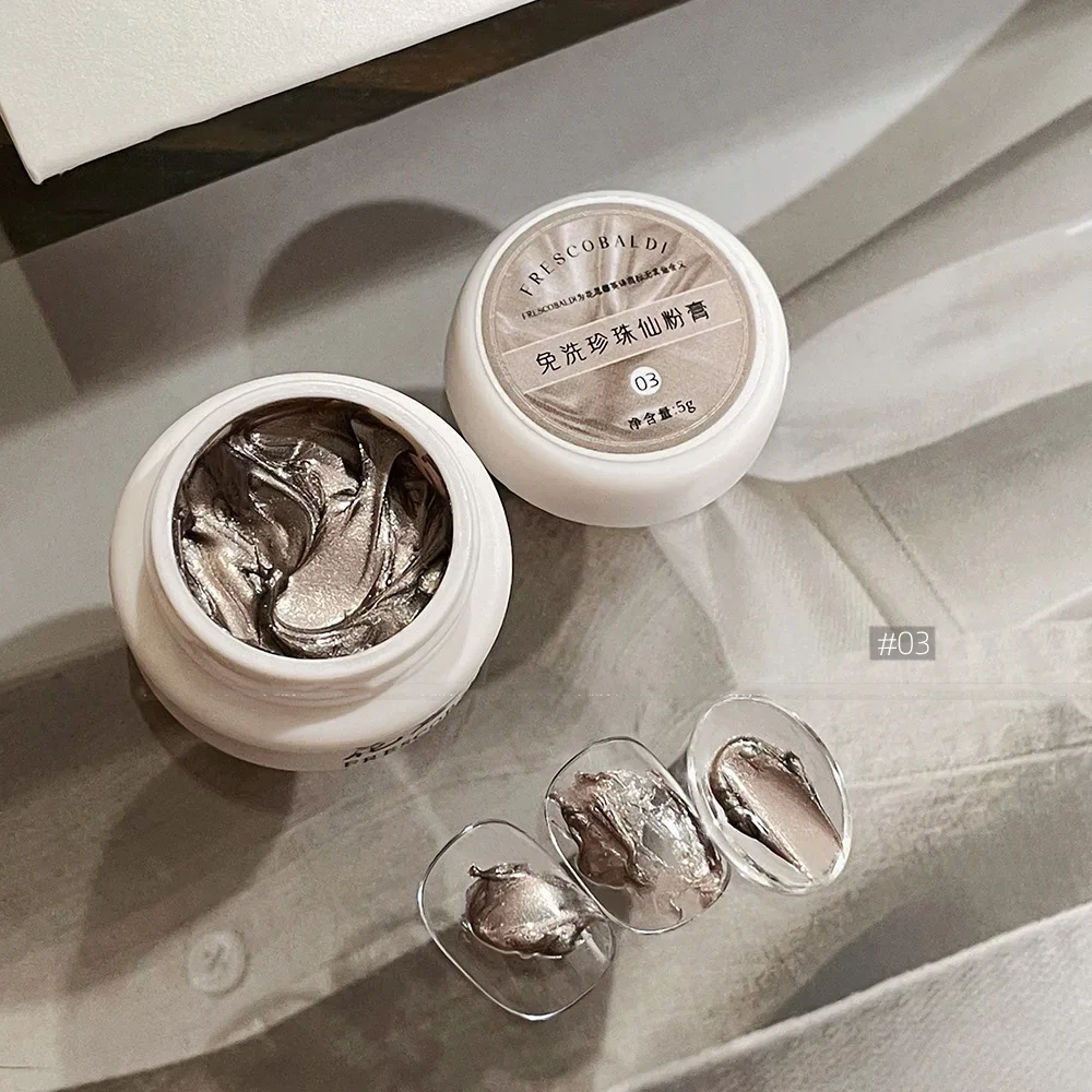 3 Colors No Wipe Pearl Cream Nail Sculpting Gel Textured Nail Art Docerarion DIY Salon Nail Cream for 3D Chrome Powder Manicure