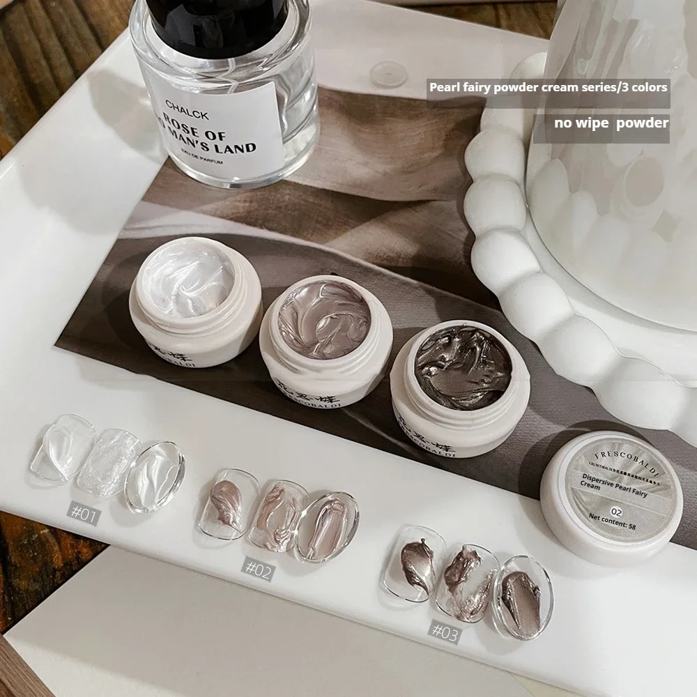 3 Colors No Wipe Pearl Cream Nail Sculpting Gel Textured Nail Art Docerarion DIY Salon Nail Cream for 3D Chrome Powder Manicure