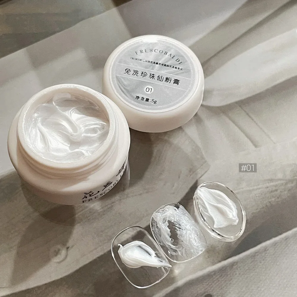 3 Colors No Wipe Pearl Cream Nail Sculpting Gel Textured Nail Art Docerarion DIY Salon Nail Cream for 3D Chrome Powder Manicure