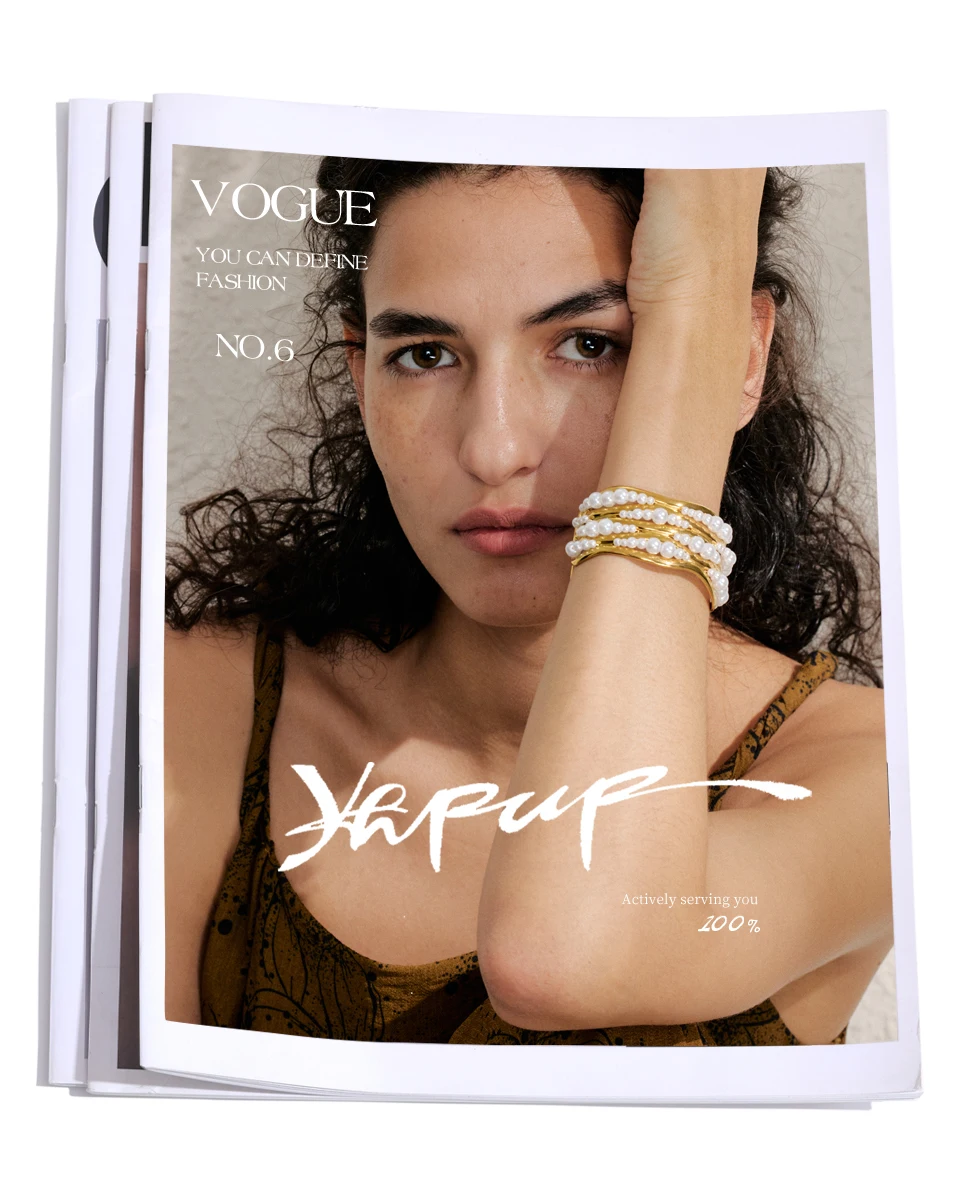 Yhpup 53mm Simulated Pearls Big Cuff Wide Bracelet Bangle 18K PVD Plated Stainless Steel Arrivals Elegance Open Wrist Jewelry