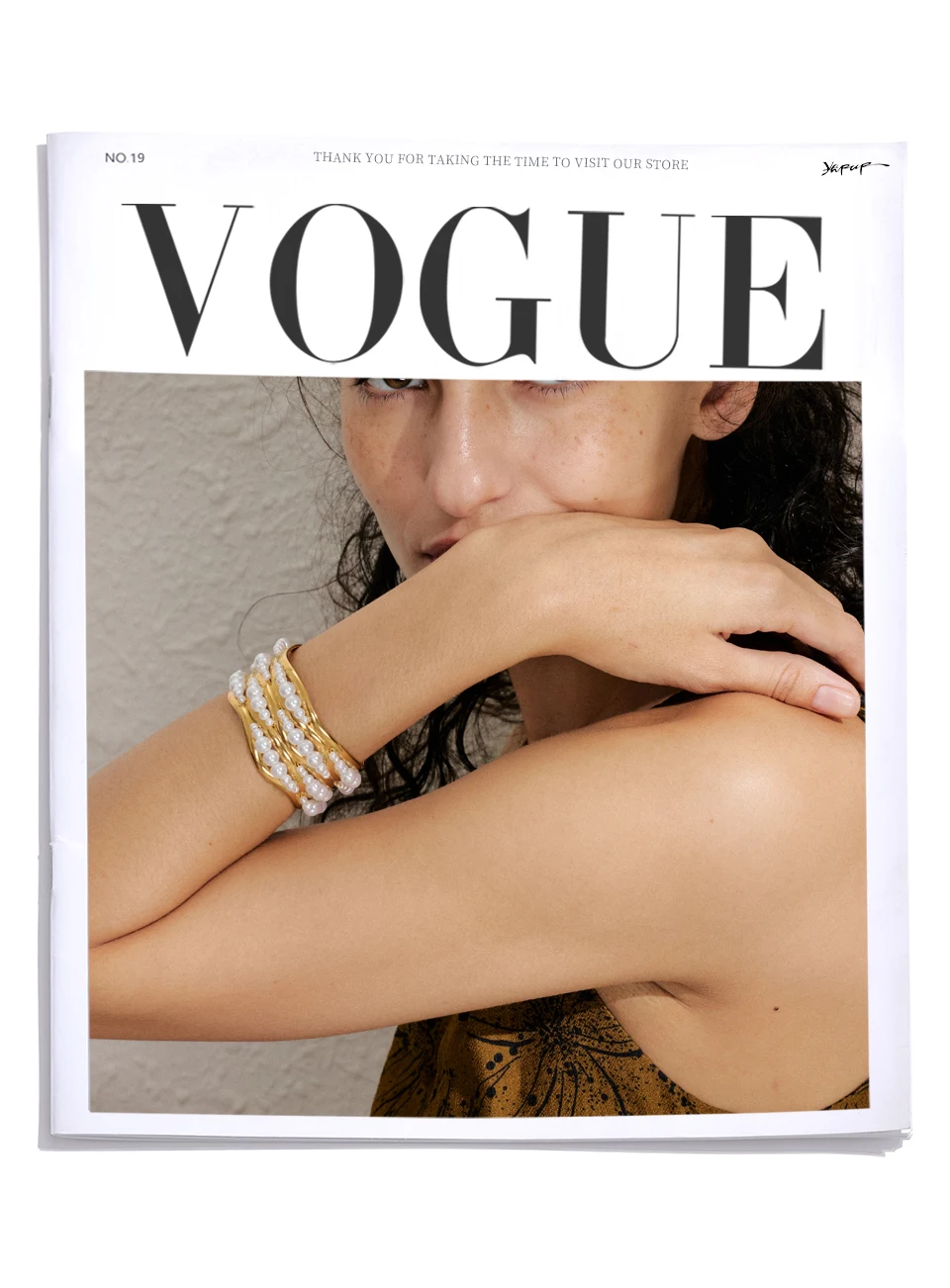 Yhpup 53mm Simulated Pearls Big Cuff Wide Bracelet Bangle 18K PVD Plated Stainless Steel Arrivals Elegance Open Wrist Jewelry