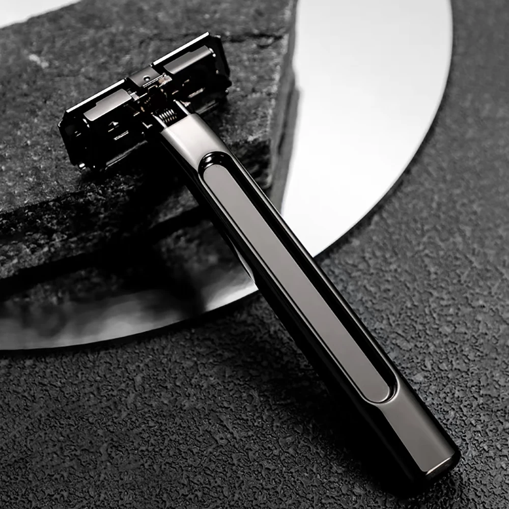 Twin Blade Safety Razor Old-Fashioned Metal Half Guard Blade Design for Men's Body Shaving Safety Razor Includes Matching Stand