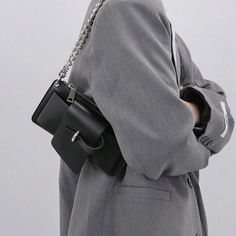 Bead Chain Women's PU Mobile Phone Crossbody Bag For Daily Commute Office Work Solid Color Shoulder Bag Lady Purses