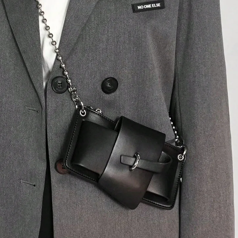 Bead Chain Women's PU Mobile Phone Crossbody Bag For Daily Commute Office Work Solid Color Shoulder Bag Lady Purses