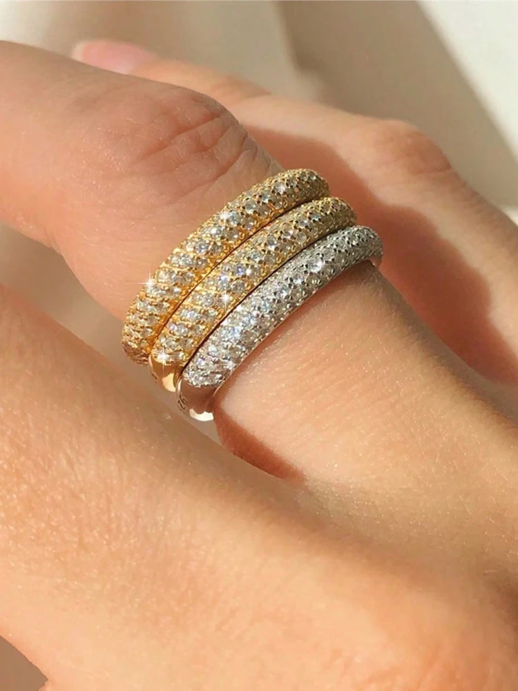 925 Sterling Silver Fashionable Simplicity Zircon Stackable Plain Ring For Women Daily Life Party Anniversary Fine Jewelry