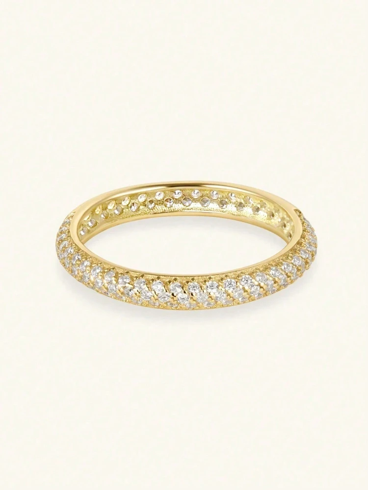 925 Sterling Silver Fashionable Simplicity Zircon Stackable Plain Ring For Women Daily Life Party Anniversary Fine Jewelry