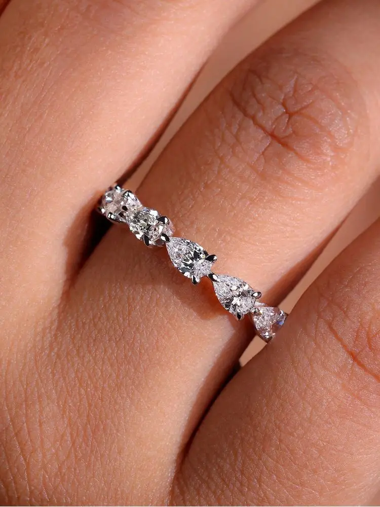 925 Sterling Silver Fashionable Shiny Water Drop Shaped Ring For Women Engagement Wedding Luxury High Quality Fine Jewelry