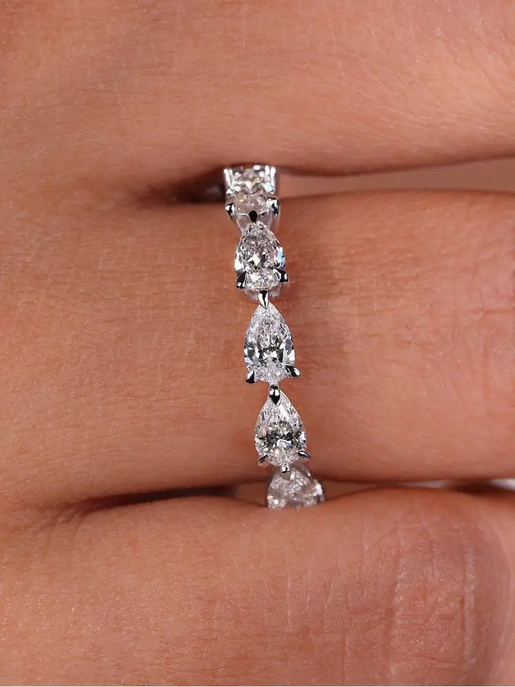 925 Sterling Silver Fashionable Shiny Water Drop Shaped Ring For Women Engagement Wedding Luxury High Quality Fine Jewelry