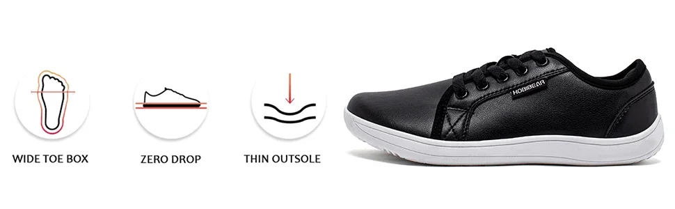 HOBIBEAR Minimalist Wide Toe Shoes Unisex Barefoot Zero Drop Sneakers Casual Artificial Leather Fashion Shoes