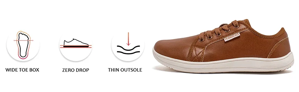 HOBIBEAR Minimalist Wide Toe Shoes Unisex Barefoot Zero Drop Sneakers Casual Artificial Leather Fashion Shoes