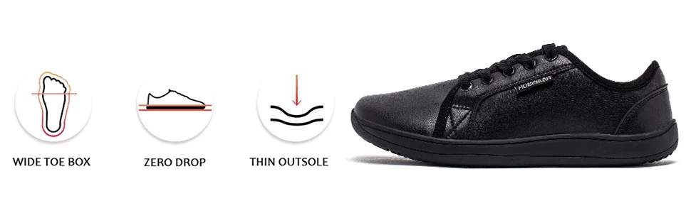 HOBIBEAR Minimalist Wide Toe Shoes Unisex Barefoot Zero Drop Sneakers Casual Artificial Leather Fashion Shoes