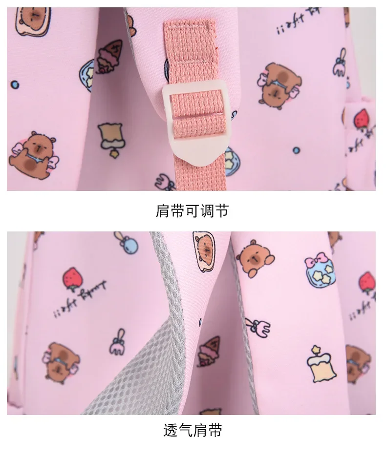 Capybara Colorful Backpack 3Pcs/Set for Women Casual School Bags with Lunch Bag Girl Boy Student Teenager Rucksack
