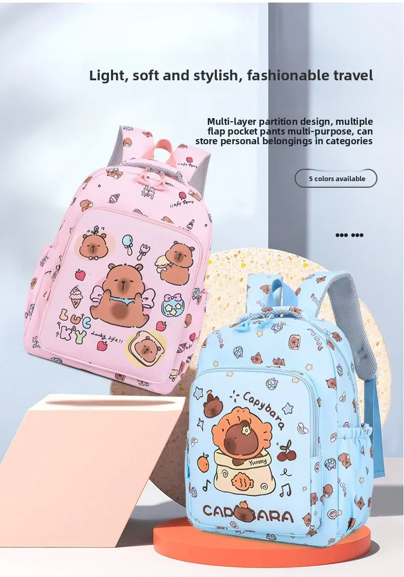 Capybara Colorful Backpack 3Pcs/Set for Women Casual School Bags with Lunch Bag Girl Boy Student Teenager Rucksack