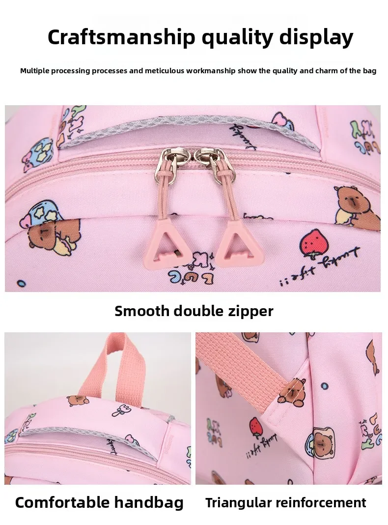 Capybara Colorful Backpack 3Pcs/Set for Women Casual School Bags with Lunch Bag Girl Boy Student Teenager Rucksack