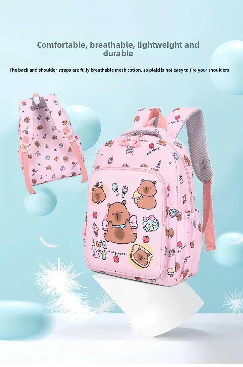 Capybara Colorful Backpack 3Pcs/Set for Women Casual School Bags with Lunch Bag Girl Boy Student Teenager Rucksack