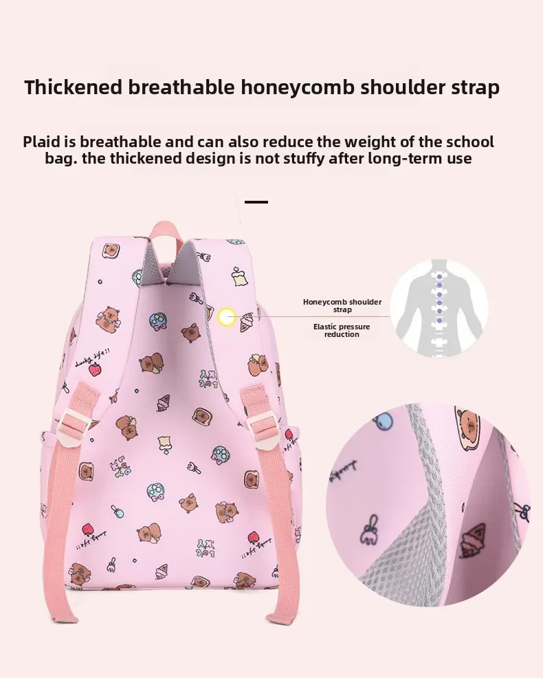 Capybara Colorful Backpack 3Pcs/Set for Women Casual School Bags with Lunch Bag Girl Boy Student Teenager Rucksack